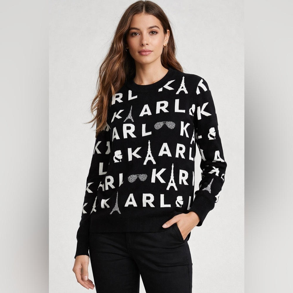 Karl Lagerfeld Monochrome Graphic Sweater